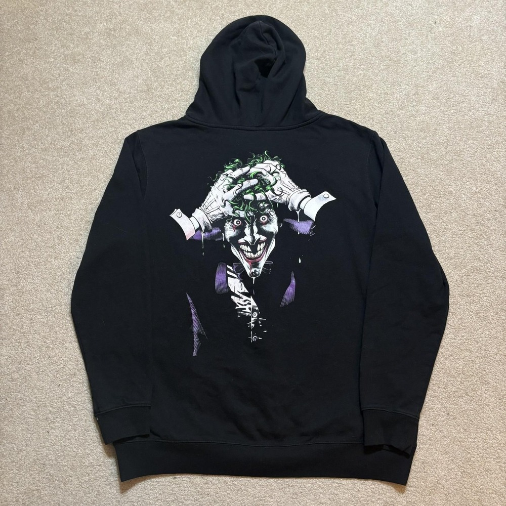 Batman Joker Hoodie Sweatshirt Mens XL Black Full Zip Graphic Fleece DC Comics